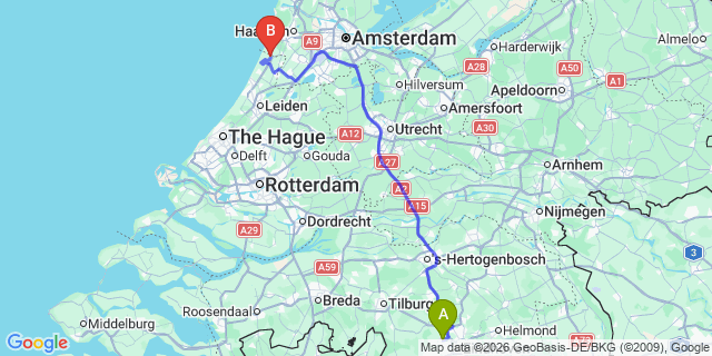 Map: Eindhoven Airport (EIN) to Klundert