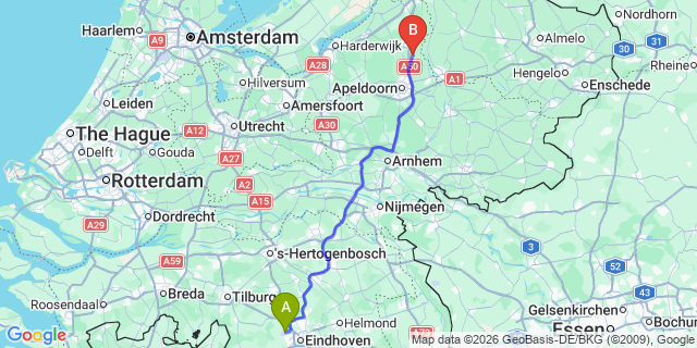 Map: Eindhoven Airport (EIN) to Landgraaf