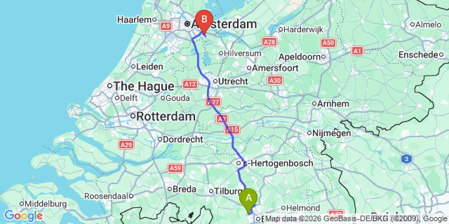 Map: Eindhoven Airport (EIN) to Monnickendam