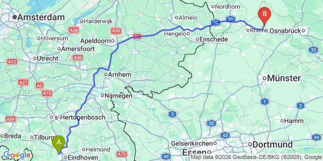 Map: Eindhoven Airport (EIN) to Münster
