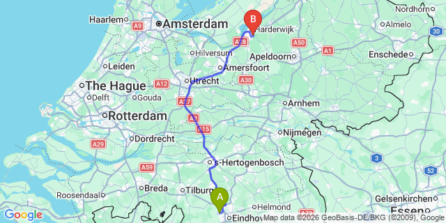 Map: Eindhoven Airport (EIN) to Sneek