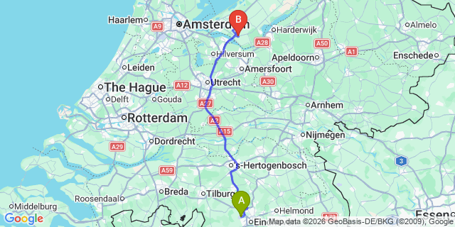 Map: Eindhoven Airport (EIN) to Stavoren