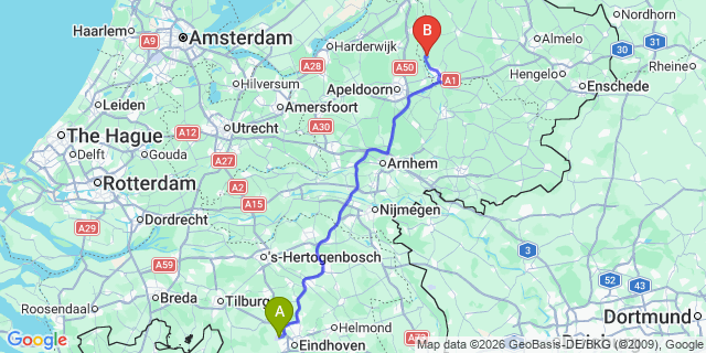 Map: Eindhoven Airport (EIN) to Steenwijk