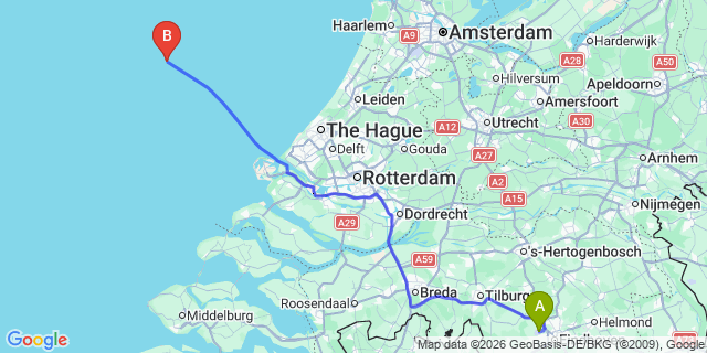 Map: Eindhoven Airport (EIN) to Vlissingen