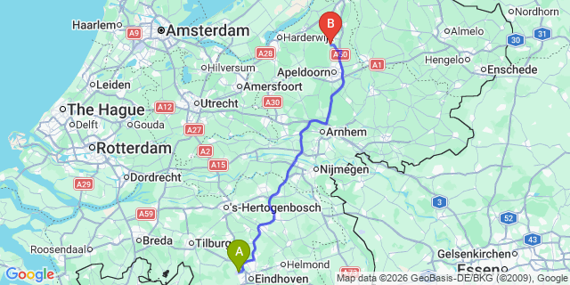 Map: Eindhoven Airport (EIN) to Vollenhove