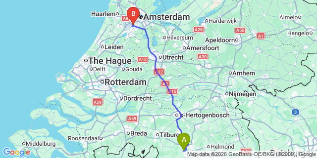 Map: Eindhoven Airport (EIN) to Zaandam