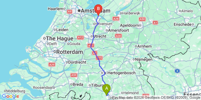 Map: Eindhoven Airport (EIN) to Zeist