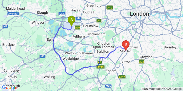 Map: London Heathrow Airport (LHR) to London - Morden