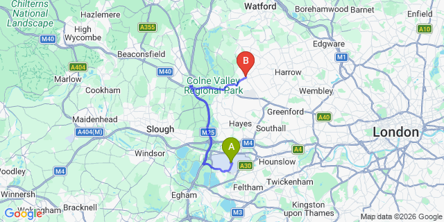 Map: London Heathrow Airport (LHR) to London - Ruislip