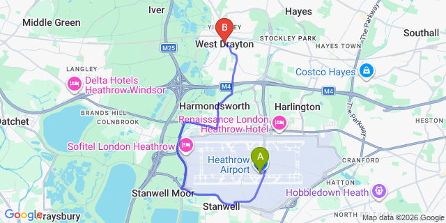 Map: London Heathrow Airport (LHR) to London - West Drayton