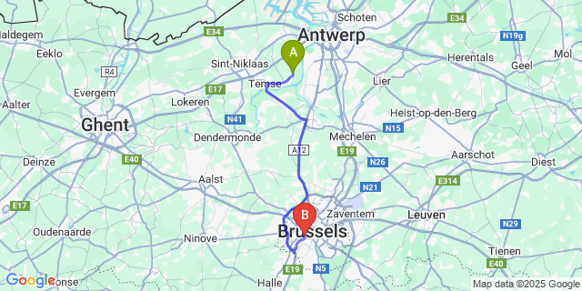 Map: Brussels Midi Train Station to Bazel