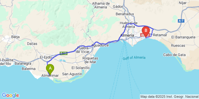 Map: Almeria Airport (LEI) to Almerimar