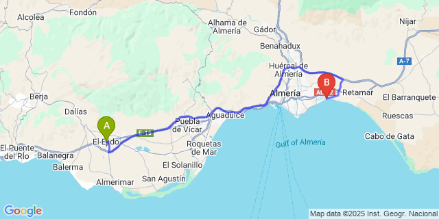 Map: Almeria Airport (LEI) to El Ejido 