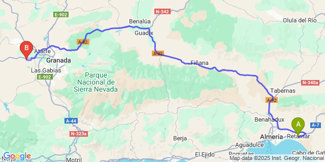 Map: Granada Airport (GRX) to Retamar