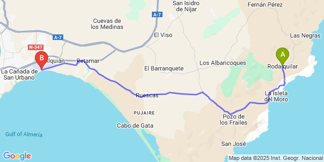 Map: Almeria Airport (LEI) to Rodalquilar