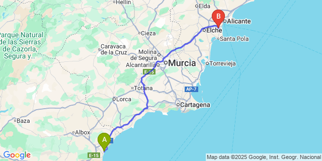 Map: Alicante Airport (ALC) to Vera Playa