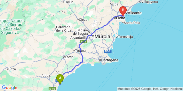 Map: Alicante Airport (ALC) to Villaricos