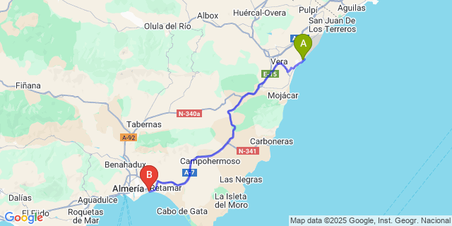 Map: Almeria Airport (LEI) to Villaricos