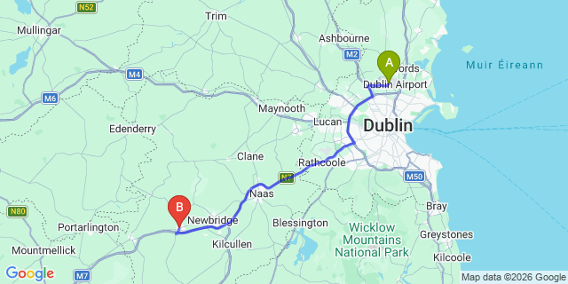 Map: Dublin Airport (DUB) to Kildare
