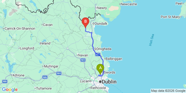 Map: Dublin Airport (DUB) to Louth