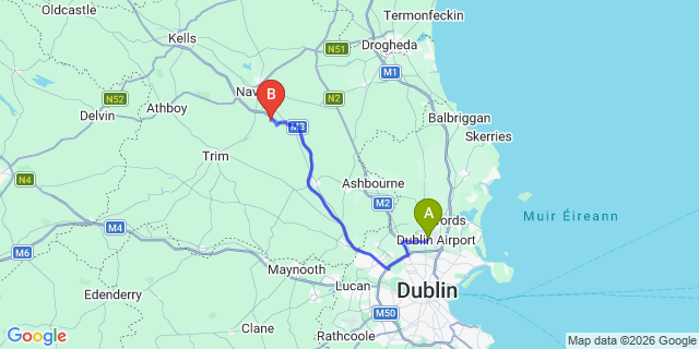Map: Dublin Airport (DUB) to Meath