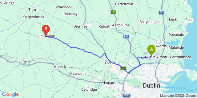 Map: Dublin Airport (DUB) to Summerhill