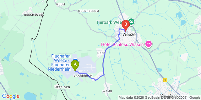 Map: Düsseldorf Weeze Airport (NRN) to Weeze