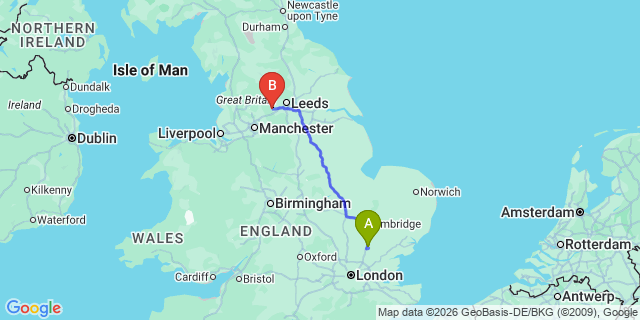 Map: London Stansted Airport (STN) to Halifax