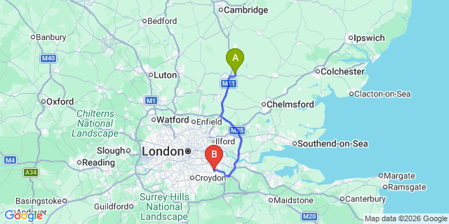 Map: London Stansted Airport (STN) to London - Chislehurst