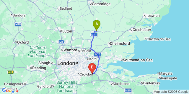 Map: London Stansted Airport (STN) to London - Crockenhill