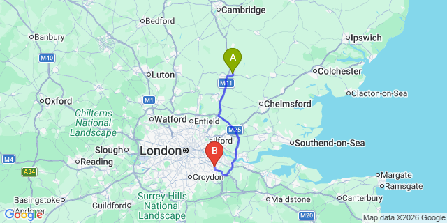 Map: London Stansted Airport (STN) to London - Sidcup