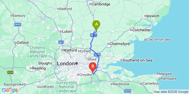 Map: London Stansted Airport (STN) to London - Swanley