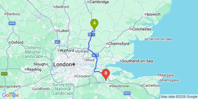 Map: London Stansted Airport (STN) to Snodland