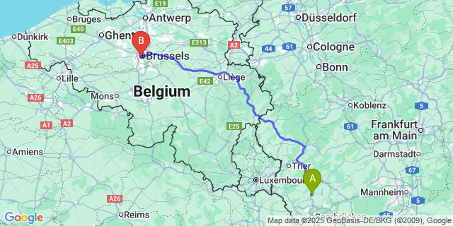 Map: Brussels Midi Train Station to Bost