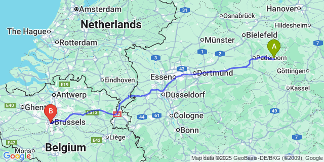 Map: Brussels Midi Train Station to Brakel