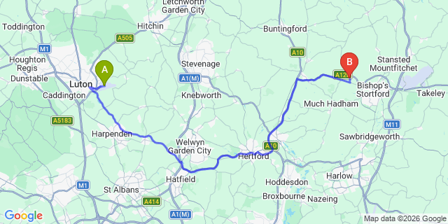 Map: London Luton Airport (LTN) to London - Knockholt