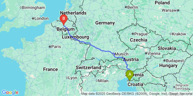 Map: Brussels Midi Train Station to Buzet