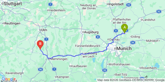 Map: Munich Airport (MUC) to Au