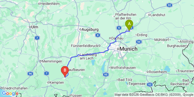 Map: Munich Airport (MUC) to Fiss