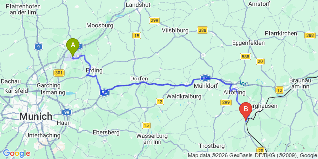 Map: Munich Airport (MUC) to Furth