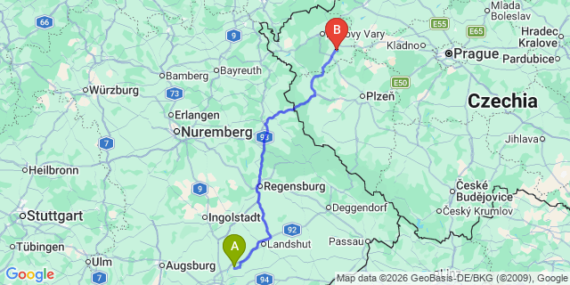 Map: Munich Airport (MUC) to Salzburg