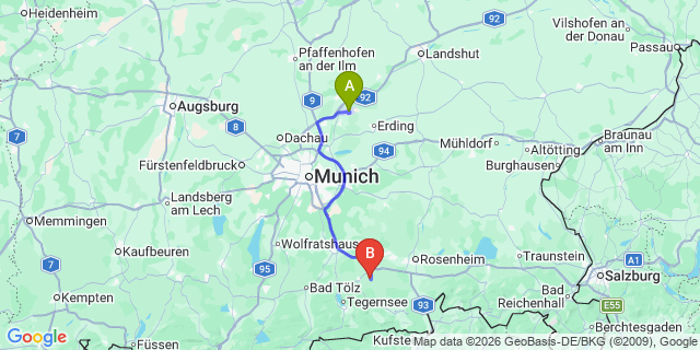Map: Munich Airport (MUC) to Stumm