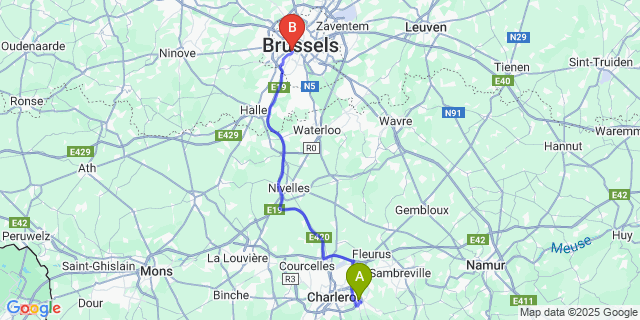 Map: Brussels Midi Train Station to Châtelet
