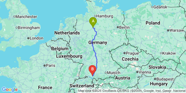 Map: Hannover Airport (HAJ) to Bergen (Germany)