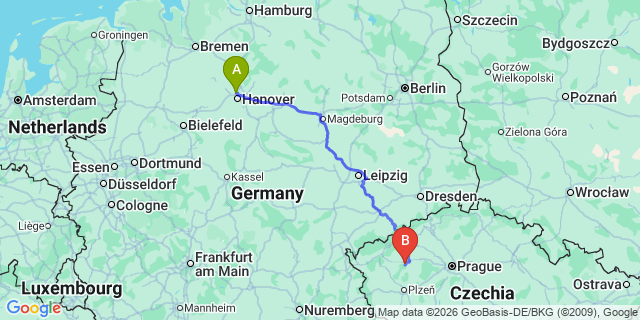 Map: Hannover Airport (HAJ) to Berlin city (all areas)