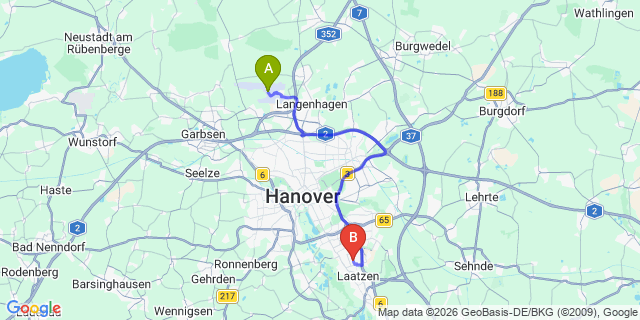 Map: Hannover Airport (HAJ) to Hannover Messe