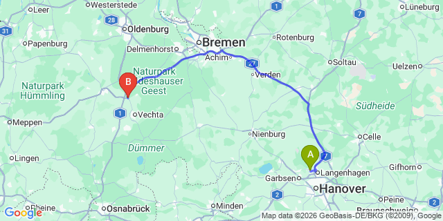Map: Hannover Airport (HAJ) to Schneiderkrug