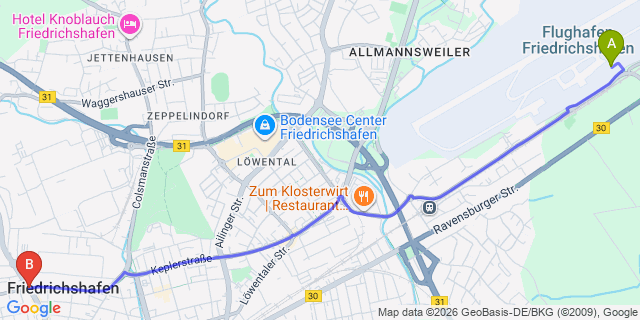 Map: Friedrichshafen Airport (FDH) to Friedrichshafen