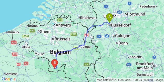 Map: Düsseldorf Airport (DUS) to Antwerp