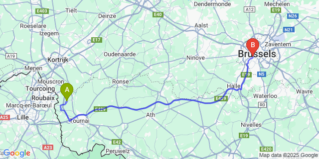 Map: Brussels Midi Train Station to Estaimbourg